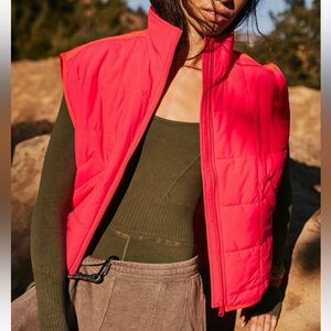 Free People Neon Pink Puffer Vest